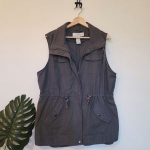 Sebby Cotton Gray Zip-Up Vest Size XL